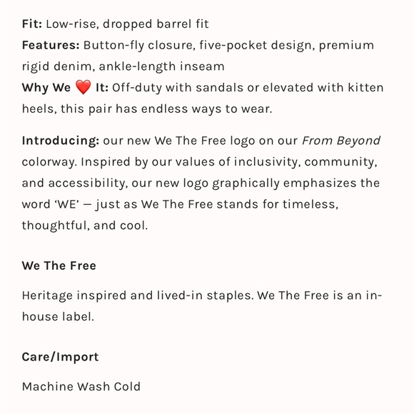 NWT We the Free/Free People Deep Trance Dropped Boyfriend Barrel Leg Jeans Sz 29 - Picture 11 of 11